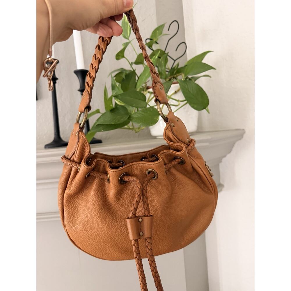 Vintage Michael Kors Hobo Shoulder Purse Brown Cognac Leather